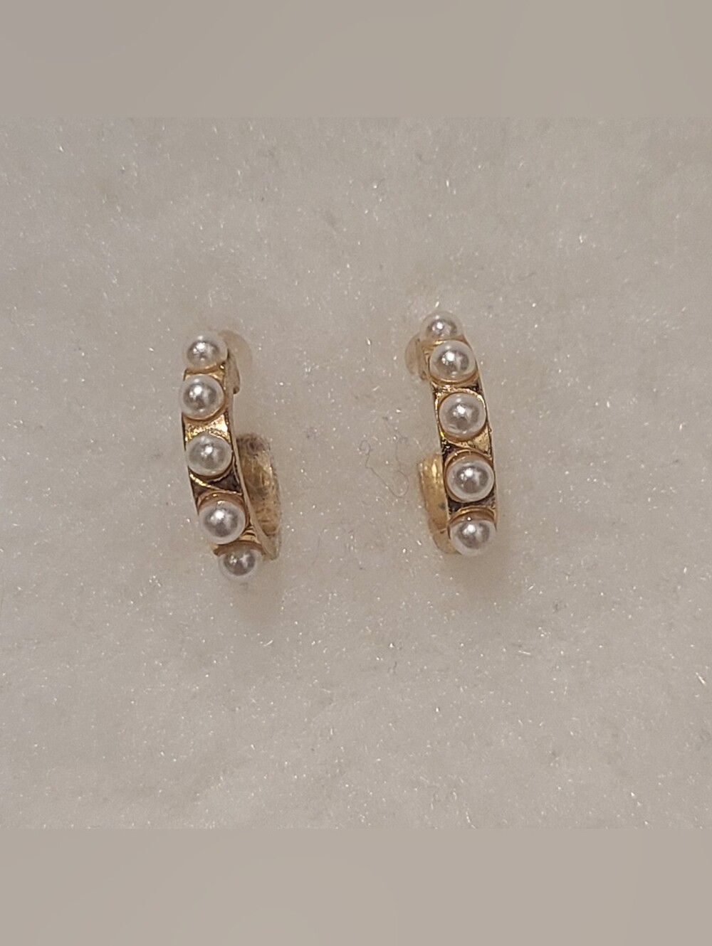 Faux Pearl Golden Hoop Earrings